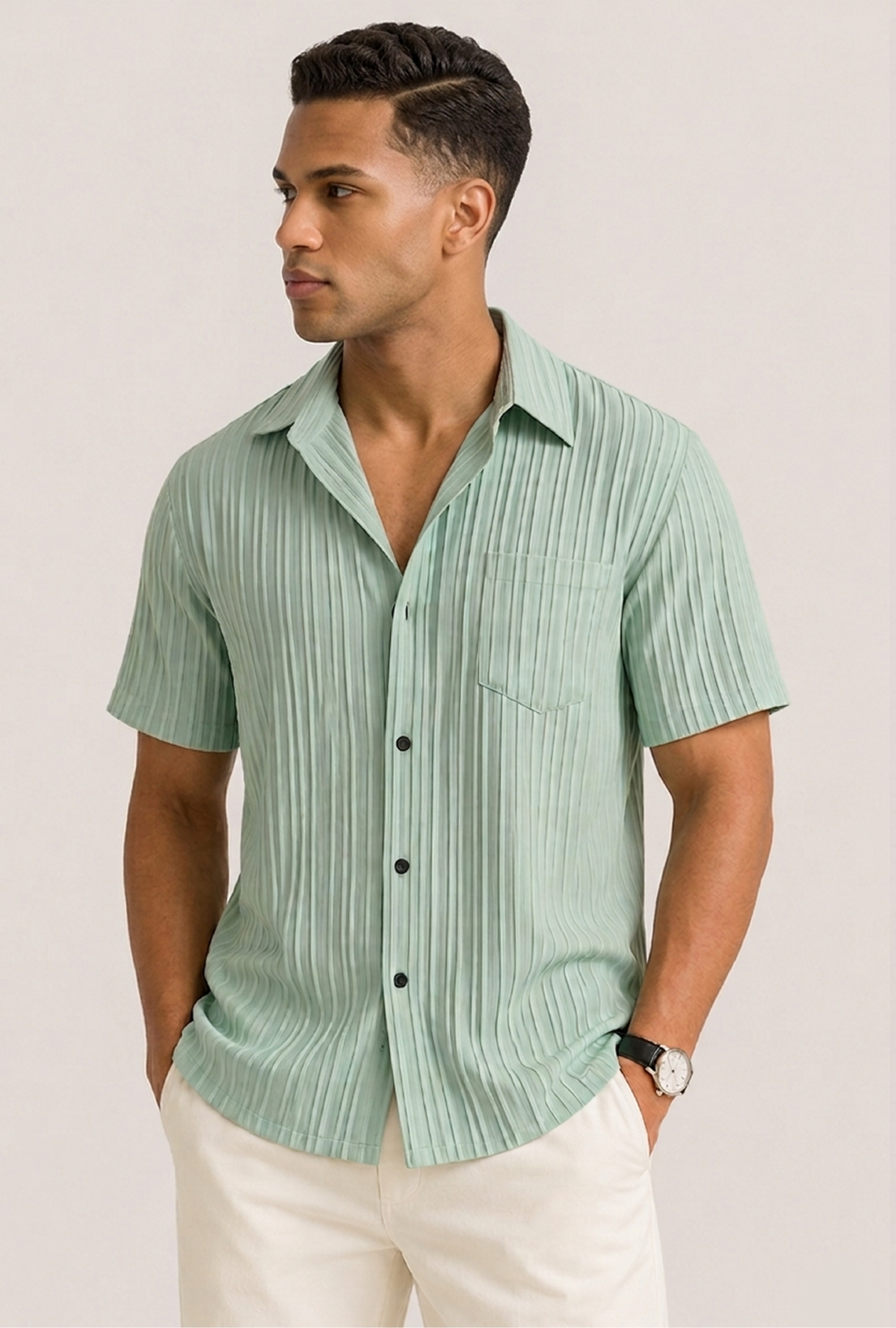 Green Formal Shirt Popcorn AND Sugarcane