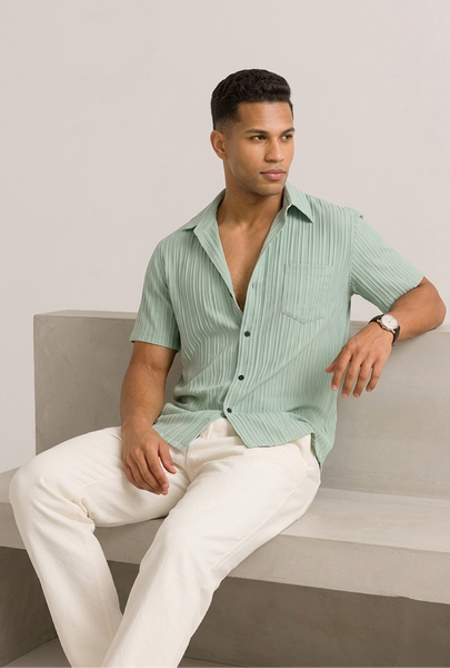 Green Formal Shirt Popcorn AND Sugarcane